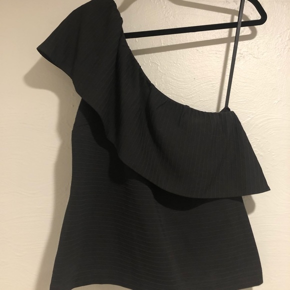 Ann Taylor Black One Shoulder Top - M - Picture 2 of 4